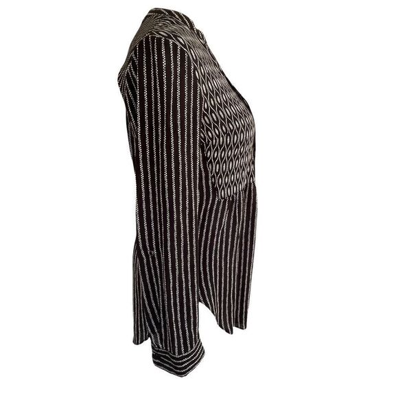 Anthropologie Maeve Calia Striped Rayon Button Down Blouse 0 - Picture 2 of 7